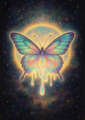 Wall Mural - ethereal butterfly cosmic glow