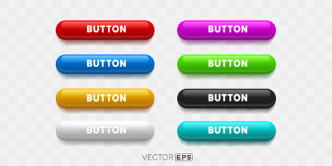 Wall Mural - Set color round button, frame label, event web element. Vector illustration