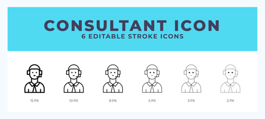 Wall Mural - consultant icon. editable stroke line icon vector illustration.