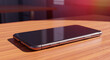 © Andrey - Modern phone lying face down on wooden table with natural sunlight