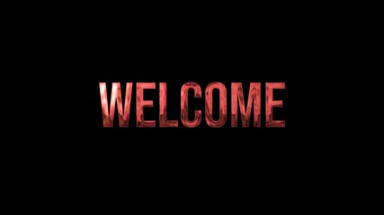 Word welcome in a red metallic glossy typeface. Suitable for website banners, social media posts, or invitations.