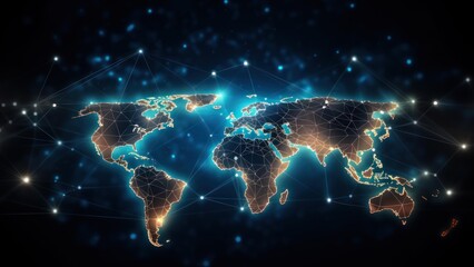 Wall Mural - global connection on dark futuristic technology astronomy, desktop wallpaper