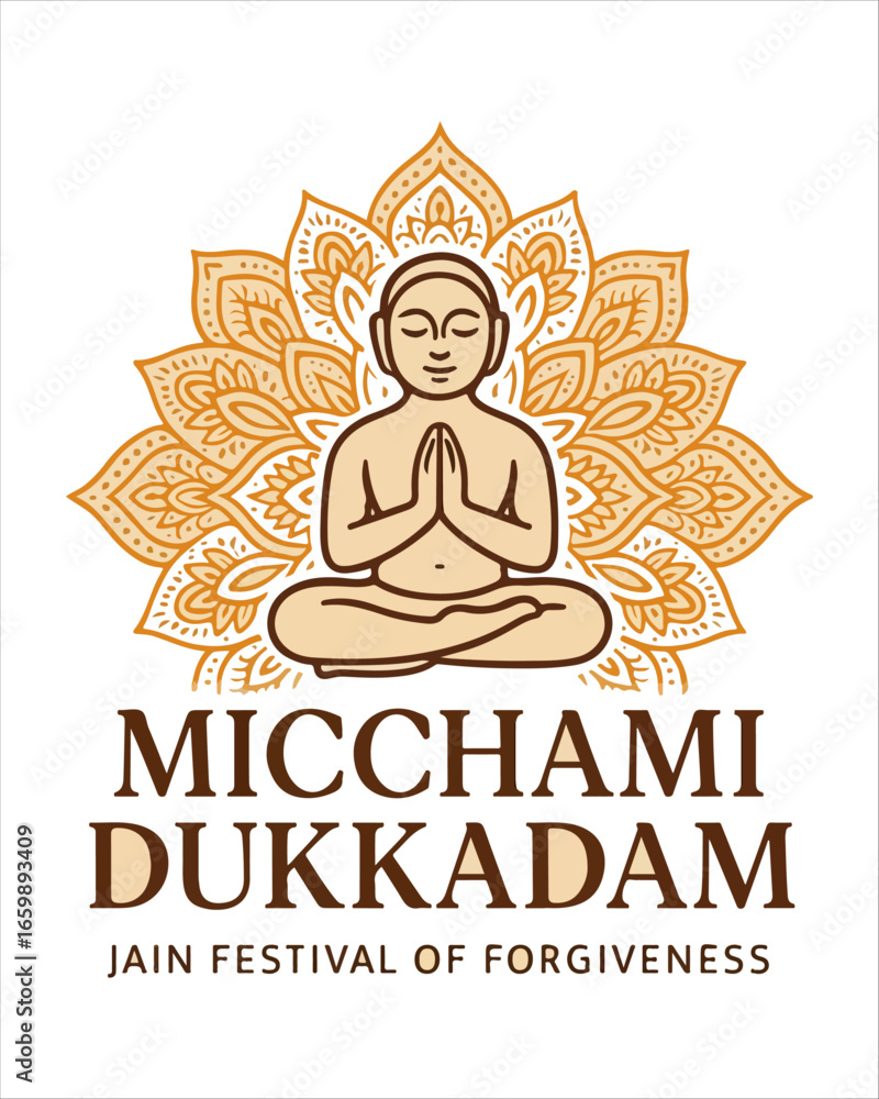 “Michhami Dukkadam Jain Festival Greeting – Vector Social Media Post