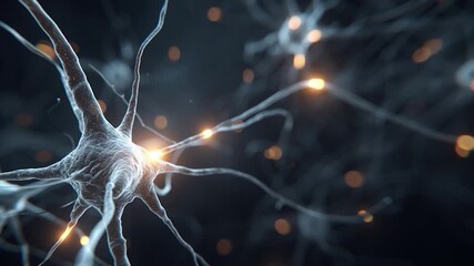Wall Mural - neural network firing with glowing synapsis and nerve cells