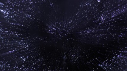 Wall Mural - Abstract digital art with radial lines and points of light against a dark background.