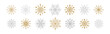 © Kseniia - Set of gold and silver snow flakes. Winter golden background. Star shape, mandala, snowflake linear vector illustration. Happy New year and Merry Christmas border pattern. Holiday graphic decor