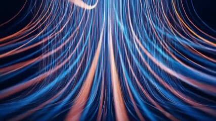 Wall Mural - Abstract image of flowing, curved lines in blue and orange, creating a dynamic, energetic, and modern design.