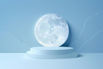 Canvas Print - Moon with podium backdrop nature night tranquility.