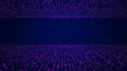 Wall Mural - Abstract digital landscape with purple dots arranged in a grid pattern against a dark blue background.