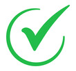 © Hasheb Anzar - Green check mark inside open circle outline, flat PNG with transparent background for confirmation, verification, and approval tasks
