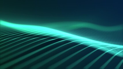 Wall Mural - A mesmerizing abstract design featuring flowing teal lines against a dark blue backdrop.