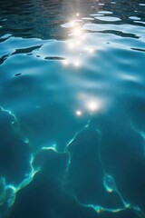 Wall Mural - Dazzling Sunlight on a Serene Blue Lake Sparkling Water, Light & Shadow Patterns