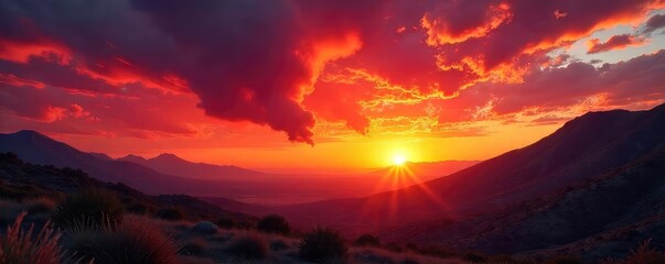 Wall Mural - Vibrant flames dance against a backdrop of a dramatic Mexican sunset, casting fiery hues across the landscape A mesmerizing display of color and energy , day, burning