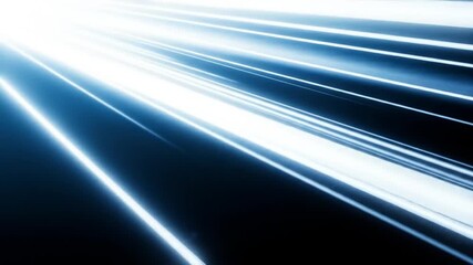 Wall Mural - Abstract composition featuring bright blue light streaks radiating from a central point.
