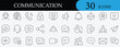 © Dilruba - Communication icon set featuring chat, call, message, video, meeting, email, social media, online support, customer service, and teamwork symbols