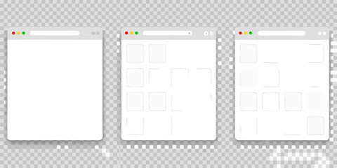 Browser window mockup set for website presentation on a transparent background