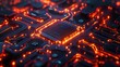 © อัมรินทร์ สุขแจ่ม - Intricate close up of a central processing unit with illuminated circuitry and glowing red light creating an abstract design representing technology and innovation.