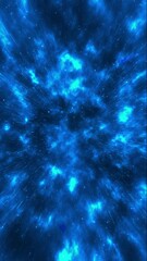 Wall Mural - Intergalactic travel glowing clusters stars galaxies reaches universe. Animated space background. animation. Stars Blue Nebula In Space. Galaxy exploration outer space towards milky way galaxy. 3D 4K