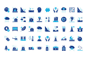 Wall Mural - natural disaster line icons