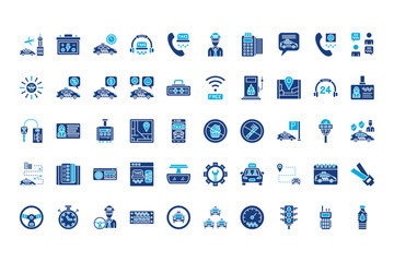 Wall Mural - Taxi Service Line Icons