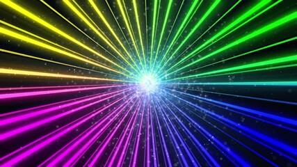 Wall Mural - abstract tunnel of a multicolor spectrum background. bright rays of neon light and colorful glowing 