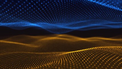 Wall Mural - A mesmerizing digital artwork of blue and yellow dot patterns in an abstract display.