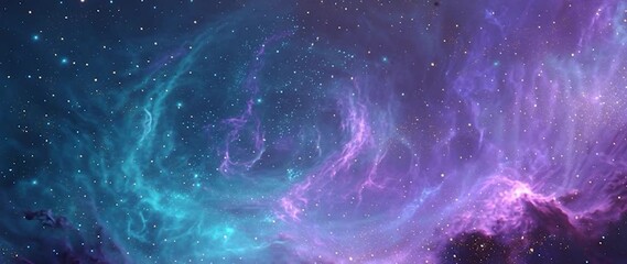 Wall Mural - Anamorphic video Vibrant Purple and Blue Nebula, perfect for science, astronomy, and fantasy themes.