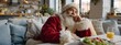 © liliyabatyrova - Santa Claus enjoys a quiet moment at a modern table surrounded by festive decor