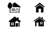 © Lhvect02 - Four different black and white house icons on a plain white background