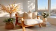 © Sunflower789 - Minimalist Reading Corner - A cozy nook with a white armchair, a small side table, and a stack of books. Warm natural light highlights the simplicity.