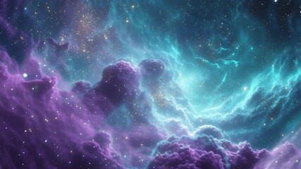Wall Mural - Vibrant Purple and Blue Nebula, perfect for science, astronomy, and fantasy themes.