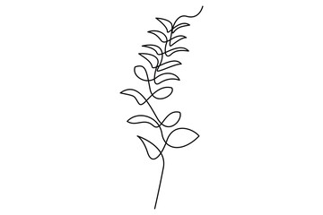 Wall Mural - continuous line vector drawing of botanical leaves one line contour illustration