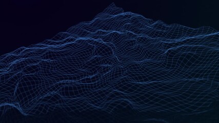 Wall Mural - An artistic and abstract design displaying a blue grid structure in a dark background.