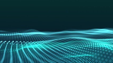 Wall Mural - This image showcases an abstract 3d wave pattern in shades of teal and turquoise, perfect for tech concepts.