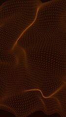 Wall Mural - This captivating abstract image features a 3D mesh grid, with orange lines on a dark background.