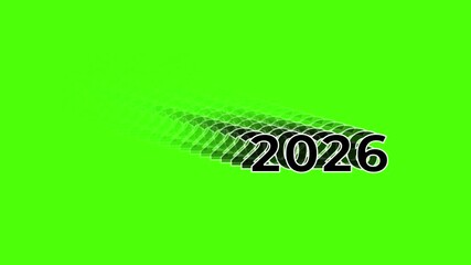 Wall Mural - The year 2026 is depicted in motion blur against a vivid green backdrop, suggesting a forward trajectory.