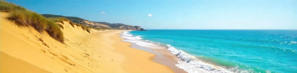 Wall Mural - Sun-Drenched Golden Sands and Turquoise Waters A Pristine Portuguese Beach Paradise
