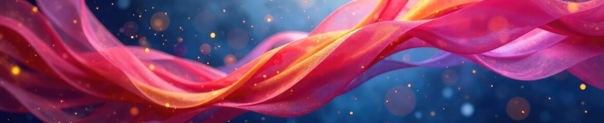 Wall Mural - Graceful ribbons swirl and dance in vibrant hues, creating abstract patterns against a blurred background  A captivating display of artistic motion and color , expression, fantasy