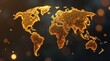 © Maubuatapa - Glittering World Map with Golden Sparkles on Dark Background