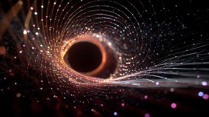 Canvas Print - a mesmerizing black hole in deep space, surrounded by swirling cosmic dust and light, creating a stu