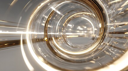 Canvas Print - abstract tunnel with golden light, a futuristic and technological concept of space travel, a portal 
