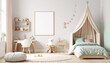 © Adobe worker  - Playful kids bedroom with canopy bed and stuffed bear