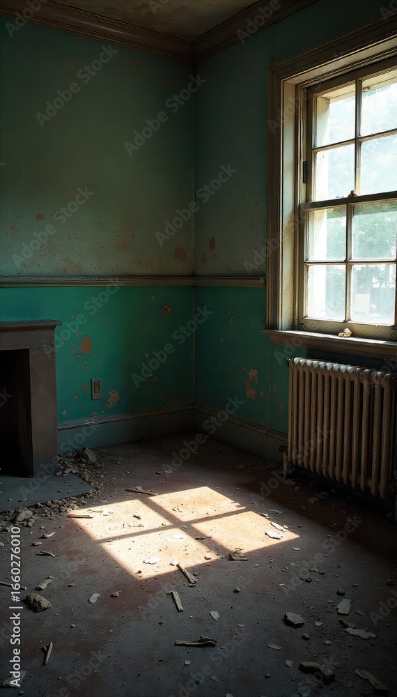 Neglectted Room Ilustración de Stock Neglected Room Dust Motes Dance in Dim Light ...