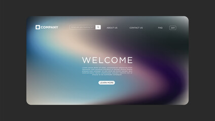 Welcome website template design with blurred gradient background for modern business projects
