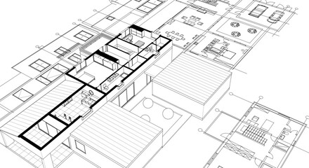 Wall Mural - house sketch plan 3d rendering	
