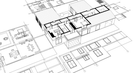 Wall Mural - house sketch plan 3d rendering	
