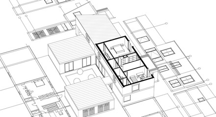 Wall Mural - house sketch plan 3d rendering	
