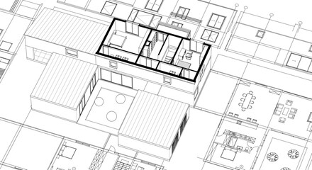 Wall Mural - house sketch plan 3d rendering	

