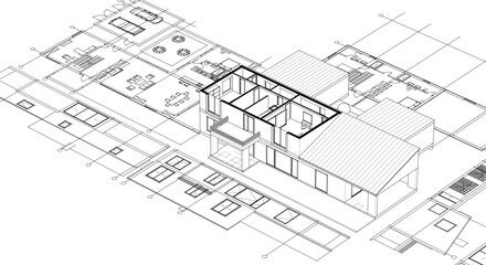 Wall Mural - house sketch plan 3d rendering	
