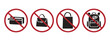 © RABBI - Isolated prohibited label sign : carrying backpacks, bags, pouches. for indoor security. Illustrated with isolated pictogram sign, label ensuring safety and compliance.